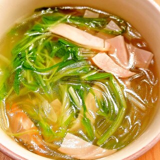 時短メニュー！　水菜と春雨の中華スープ